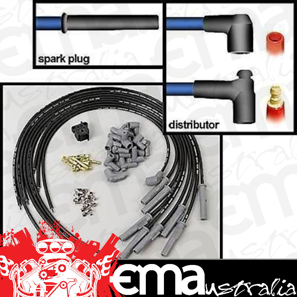 Universal V8 Multi angle plug boots, Customer cuts leads to length and crimps Distributor terminals and boots, Tools to do this are included Super Conductor HEI/Points Dizzy MSD