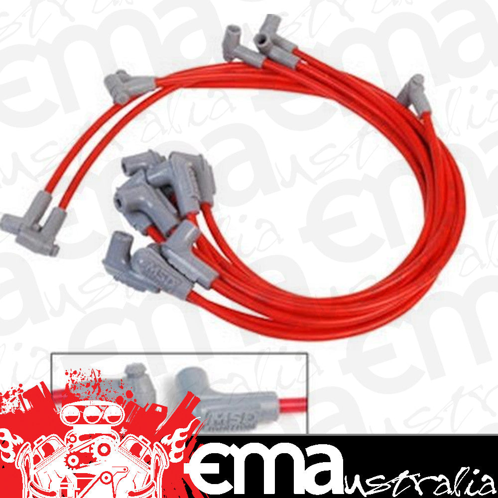 MSD Ignition | MSD31229 | Universal V8 Super Conductor Leads 8.5mm Red HEI Dizzy 90