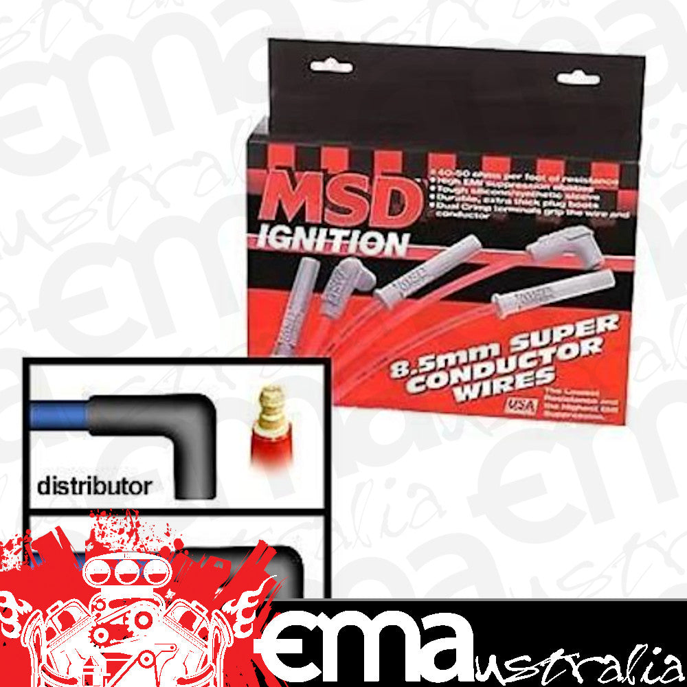 MSD Ignition MSD31549 Super Conductor Plug Lead Set 8.5mm Sb Chev Tight Fit 90Ç?Çú Plug 31549