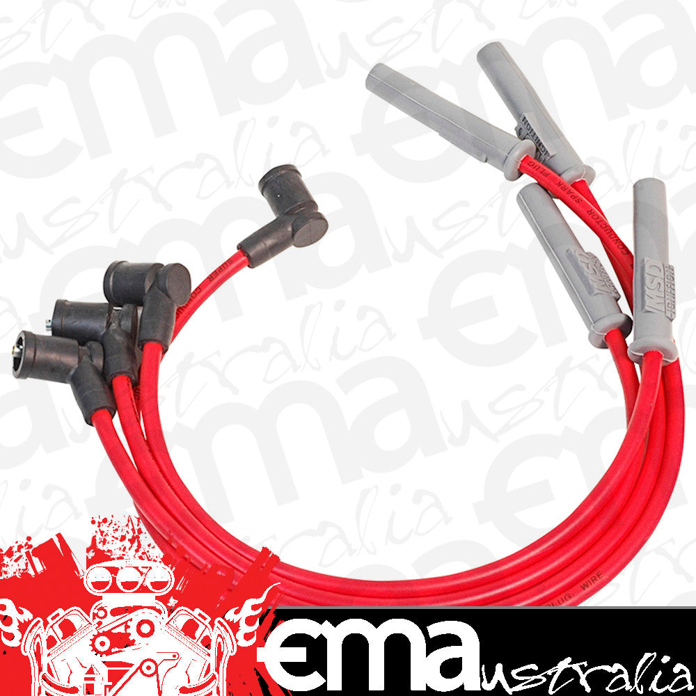 MSD Ignition MSD32599 Super Conductor Plug Lead Set 8.5mm for Mazda Mx-5 1.6/1.8L 4 Cyl Red 32599