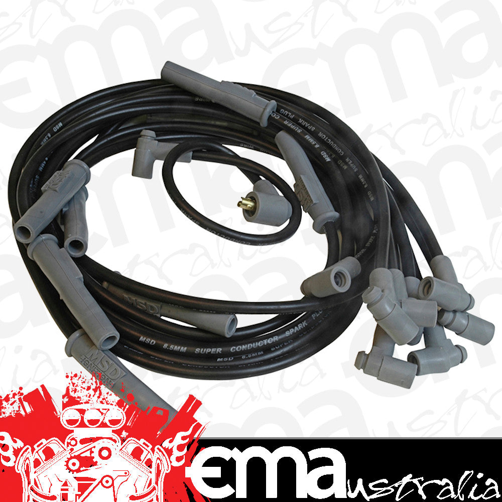 MSD Ignition | MSD32733 | Super Conductor Plug Lead Set 8.5mm Black Chrysler 383-440Cid HEI