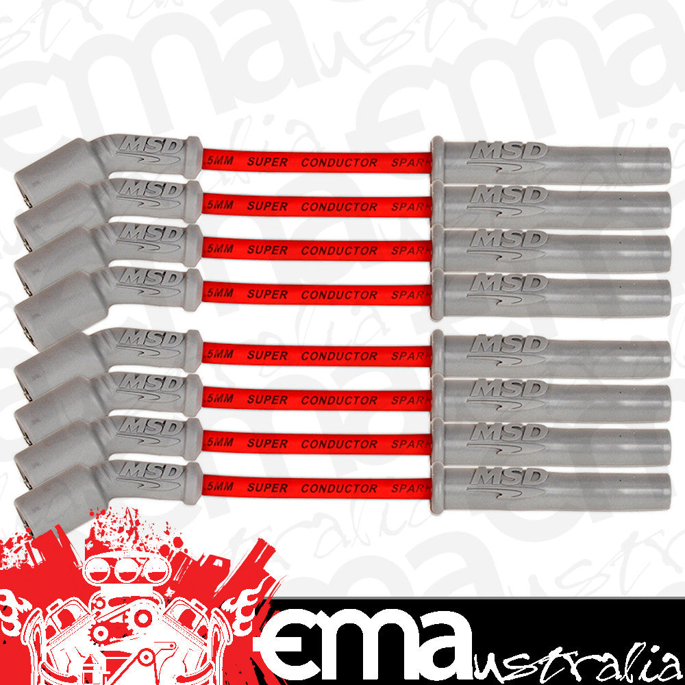 MSD Ignition | MSD33829 | Chev Gen V Lt1/Lt4 Super Conductor Spark Plug Lead Set 8.5mm Red