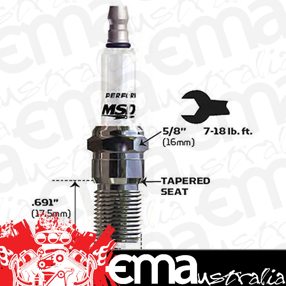 MSD Ignition MSD3712 Iridium Resistor Spark Plug 1IR5L Tapered Seat 14mm x .691"