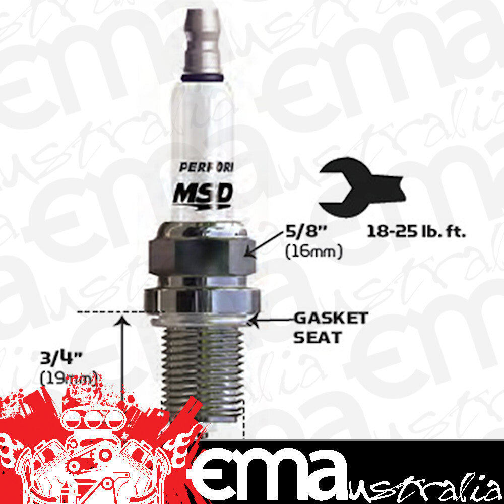 MSD Ignition MSD3725 Iridium Spark Plug 7Ir5Y Resistor Type w/ Projected Tip (Gasket Seat. 14Mm X 3/4" w/ 5/8" Hex)