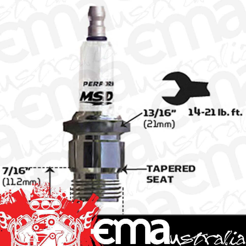 MSD Ignition MSD3744 Iridium Spark Plug 16IR5Y Resistor Type with Projected Tip Tapered Seat. 18mm x 7/16" with 13/16" He x