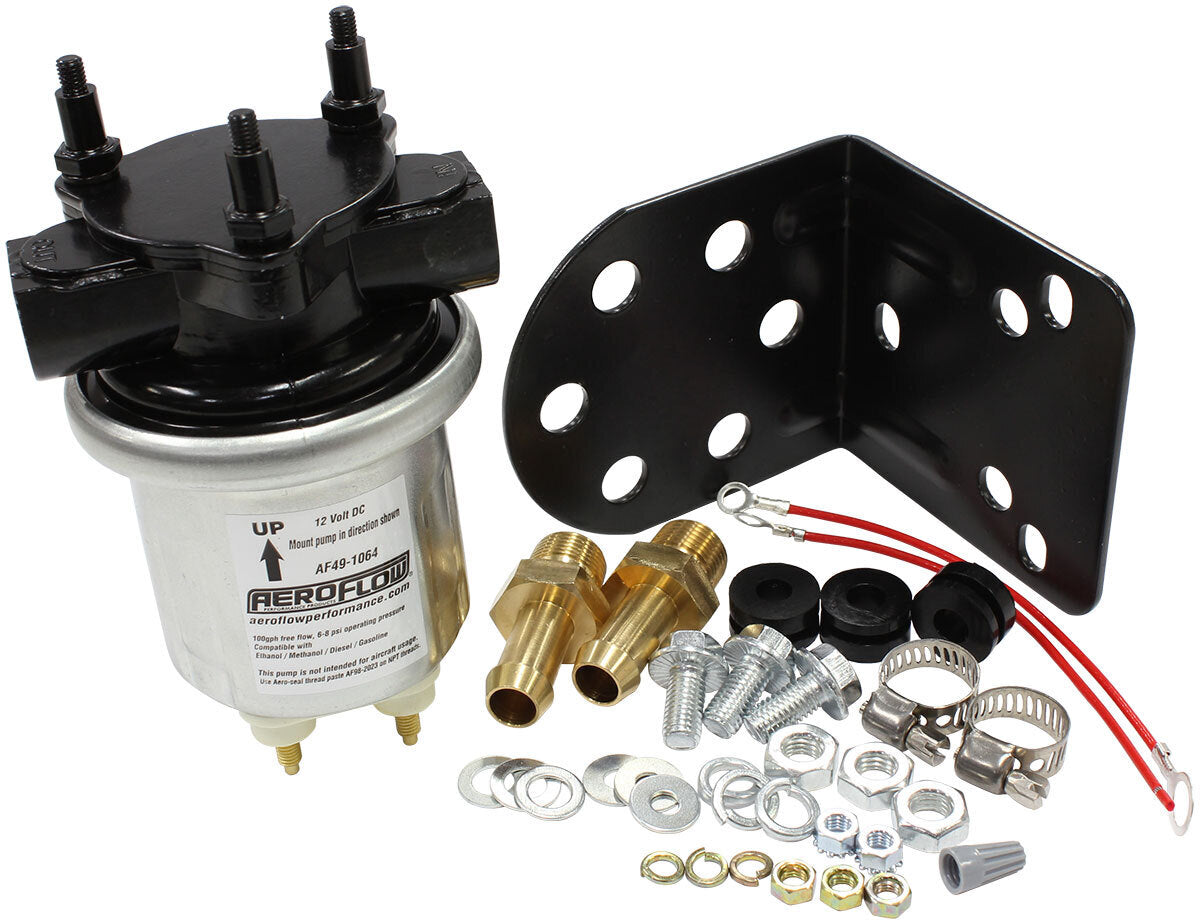 Aeroflow Performance Products AF49-1064 Compact 6-8 PSI Electric Fuel Pump 100GPH Silver (Carter Style)
