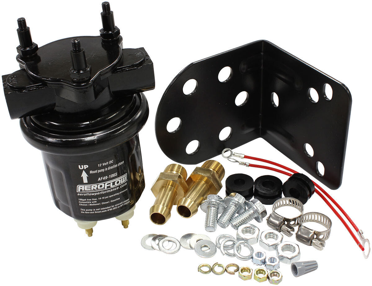 Aeroflow Performance Products AF49-1065 Compact 14PSI Electric Fuel Pump 100GPH Black (Carter Style)