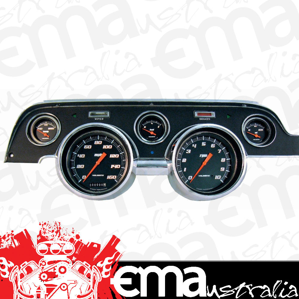 Classic Instruments MU67VSB Velocity Black 5" Speedo, Tach, 2-1/8 Fuel 75 - 10,