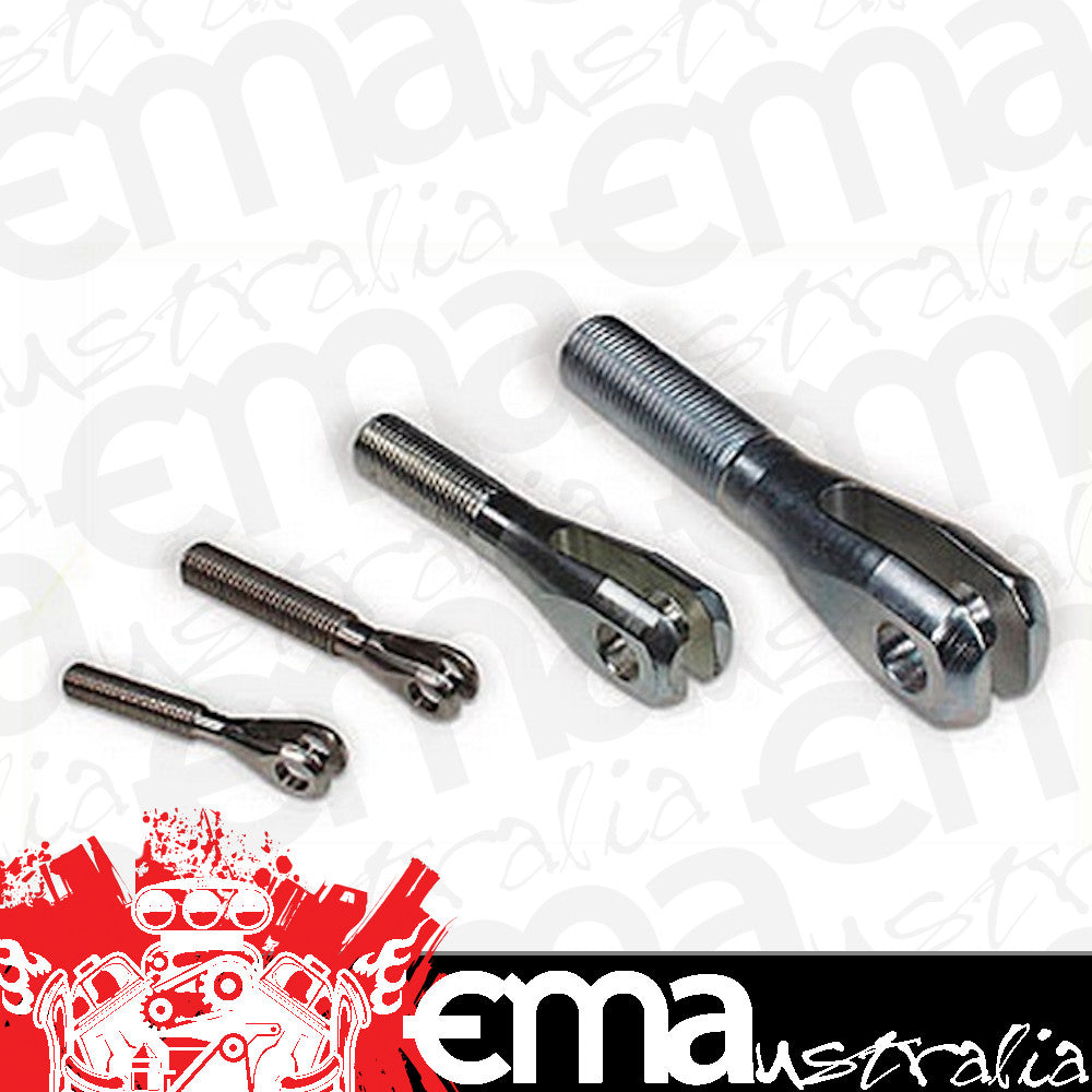 Meziere | MZTC1220 | Threaded Clevis 4130 Steel 1/2-20 R/H Male Thread 1/4" Slot w/ 3/8" Bolt