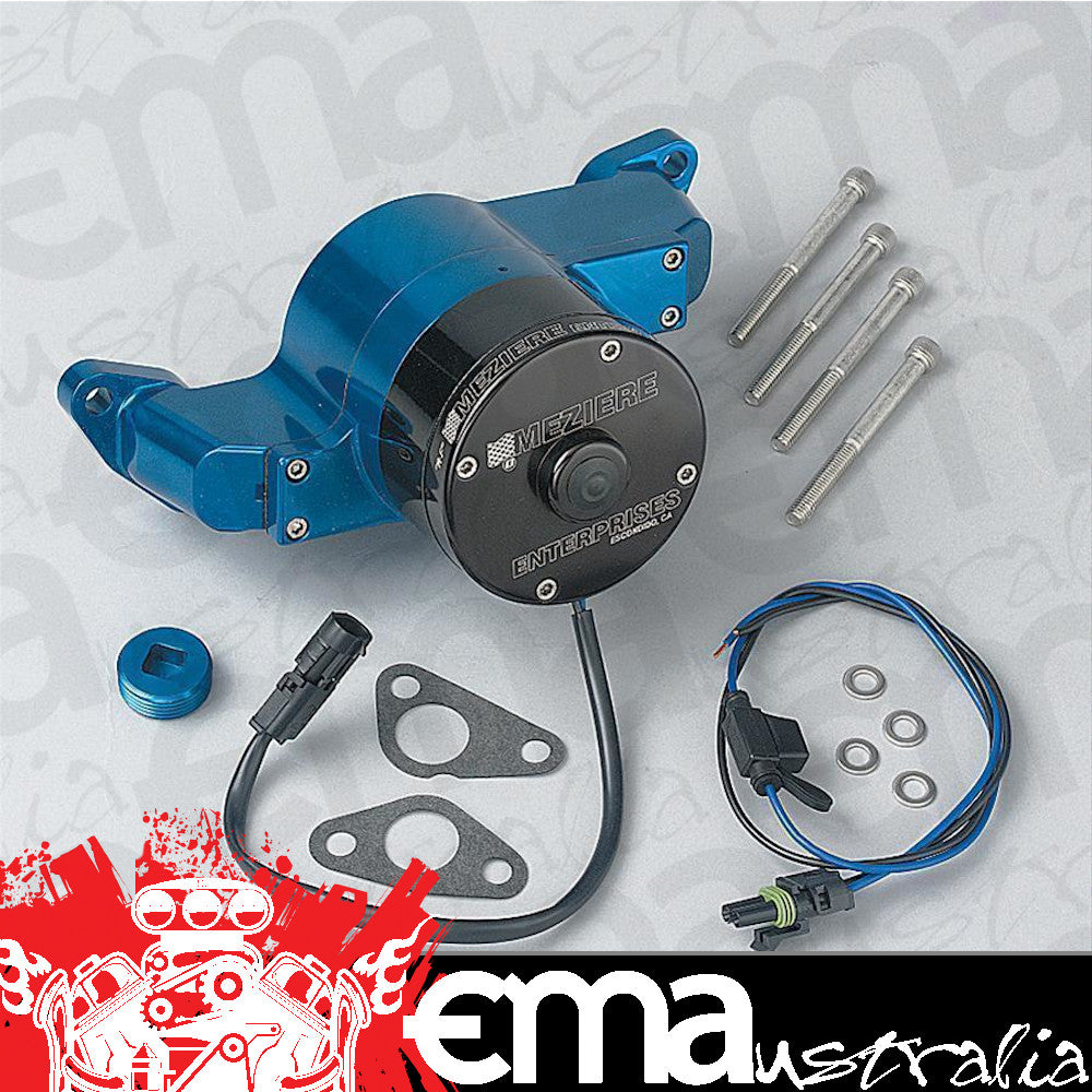 Meziere MZWP111B Meziere 100 Series Billet Electric Water Pump 35Gpm Ford SB V8 Blue