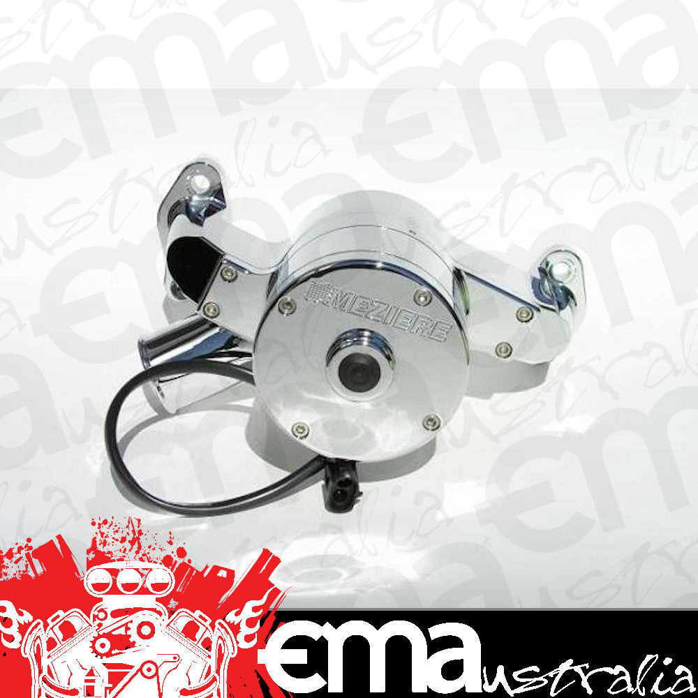Chevy small block Gen I 262-400ci V8 Chev SB 262-400 Electric Water Pump 300 Series 55Gpm Chrome Meziere MZWP301C