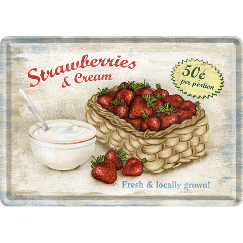 Nostalgic-Art 5116601 Metal Card Strawberries and Cream
