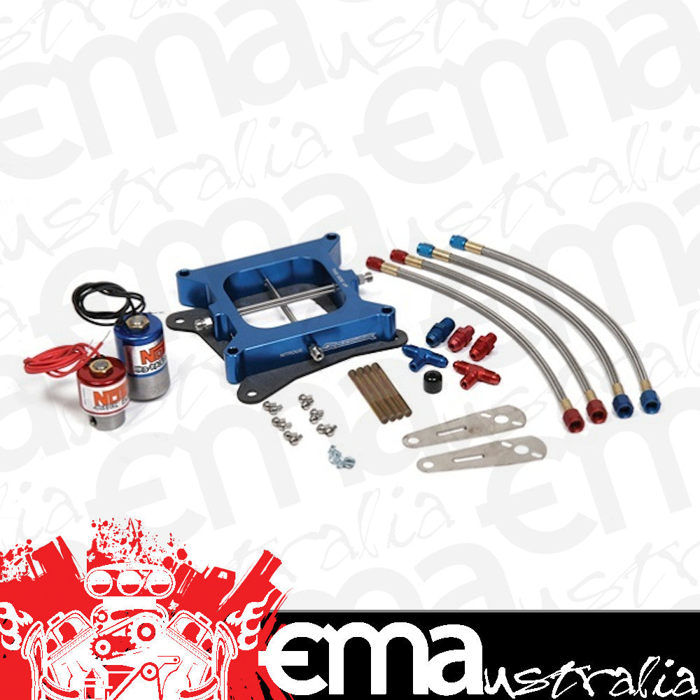 Nitrous Oxide (NOS) NOS02153 Crosshair Nitrous Plate Kit Suit 4150 4Bbl 250-350 HP w/ Solenoids No Bottle