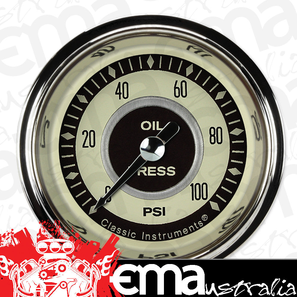 Classic Instruments NT181SHC Nostalgia VT 2-1/8" Full Sweep Oil Pressure 100ps