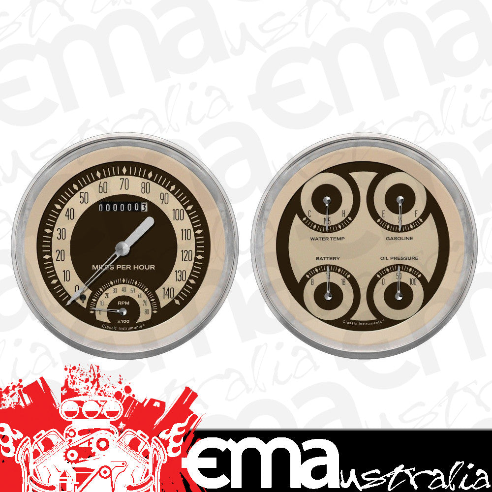 Classic Instruments NT62SLC Nostalgia VT - 2 Gauge Set 4-5/8" Speedtachular & Quad