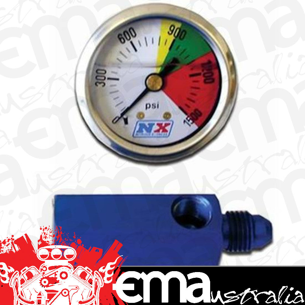 Nitrous Express 15510 N20 FLO-THRU PRESSURE GAUGE (0-1500 PSI) 6AN