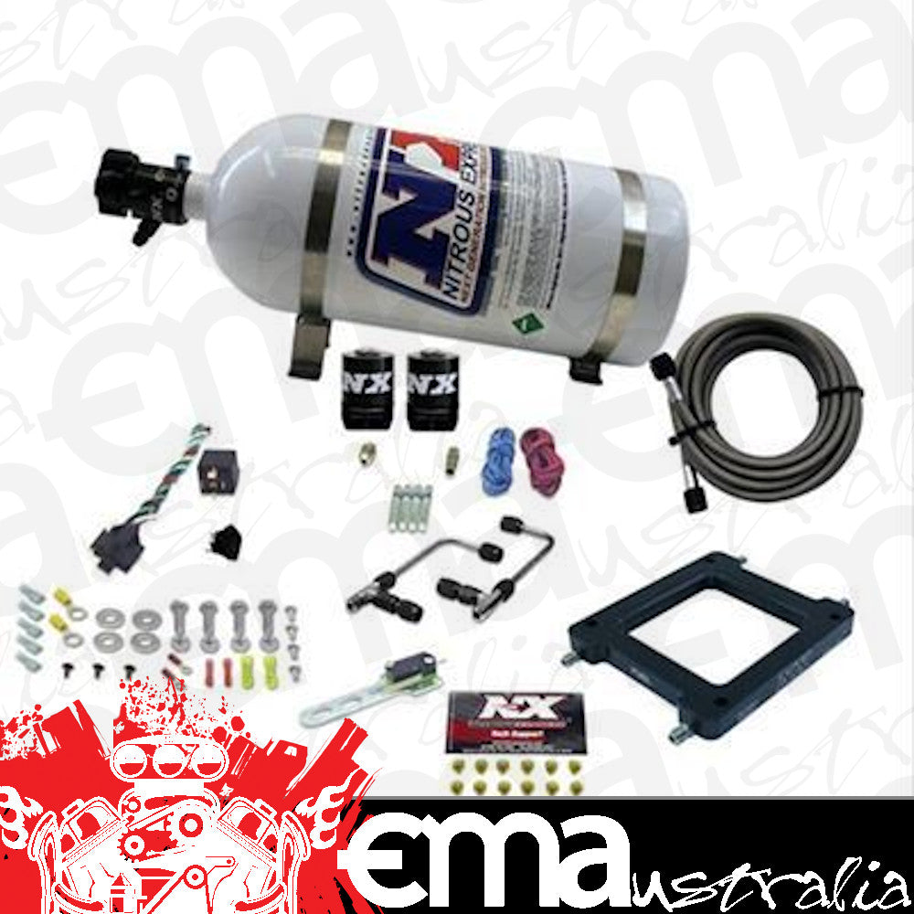Nitrous Express NX60070-10 Nitrous Oxide System Gemini Stage 6 Wet 10 lb Bottle White Dominator 4500 Kit