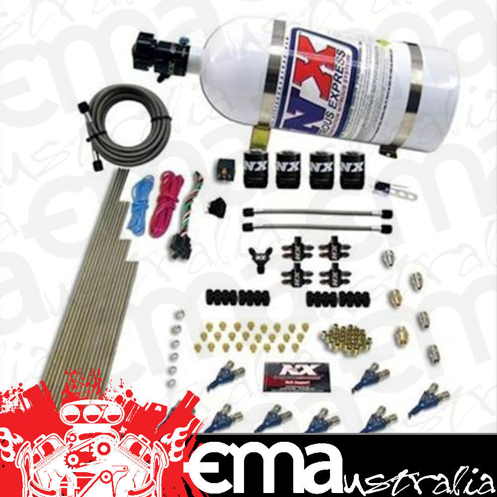 Nitrous Express 80001EFI-10 8 CYL PIRANHA DIRECT PORT, 4 SOLENOIDS, WITH 10LB BOTTLE (200-500HP EFI JETs)