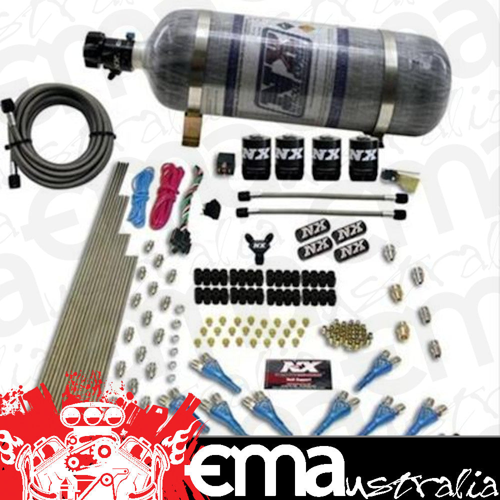 Nitrous Express 90006-12 8 CYL SHARK DIRECT PORT, 4 SOLENOIDS, WITH COMPOSITE BOTTLE (200-600HP JETTING)