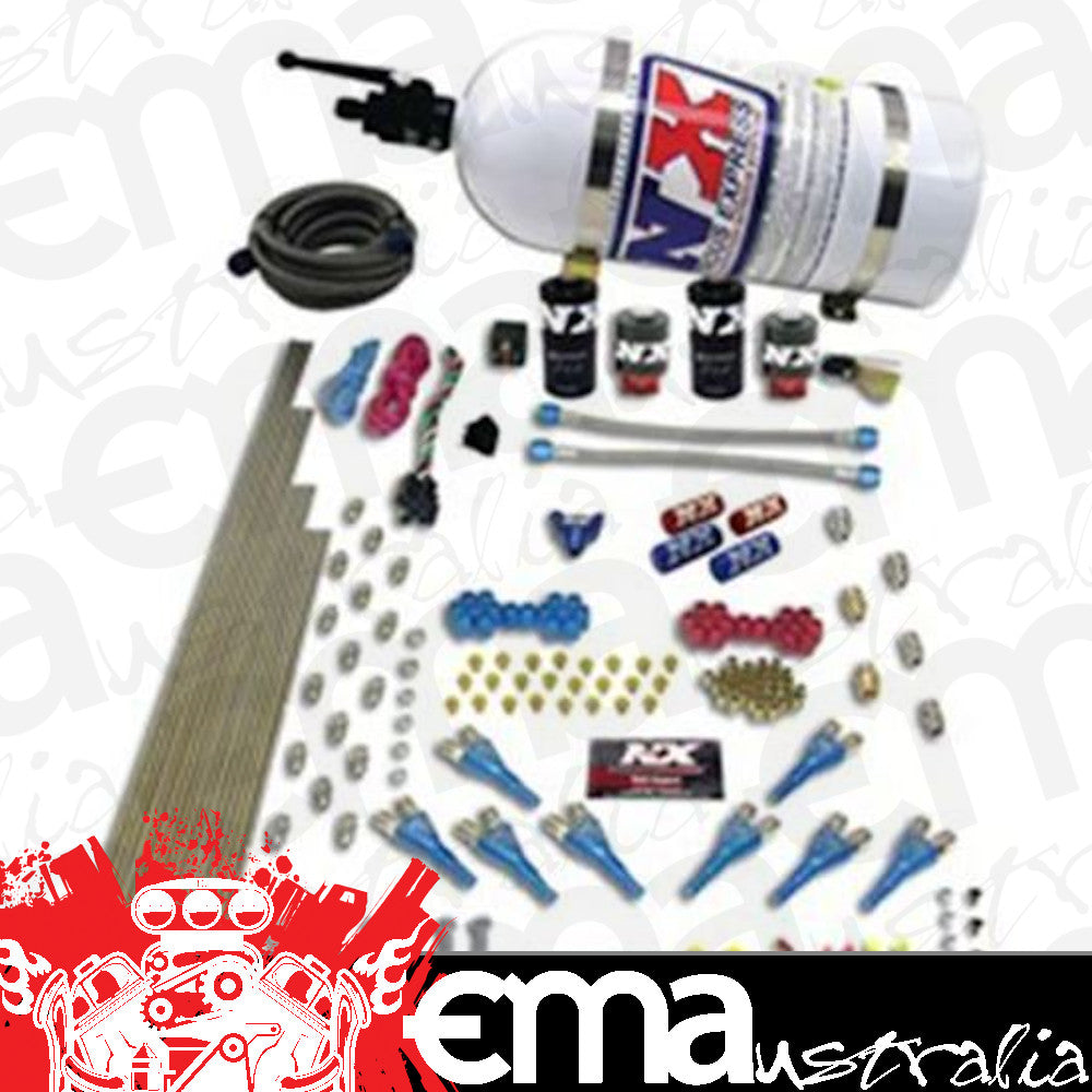 Nitrous Express 90506-15 8 CYL SHARK DIRECT PORT, 4 SOLENOIDS, WITH 15LB BOTTLE (200-600HP JETTING)