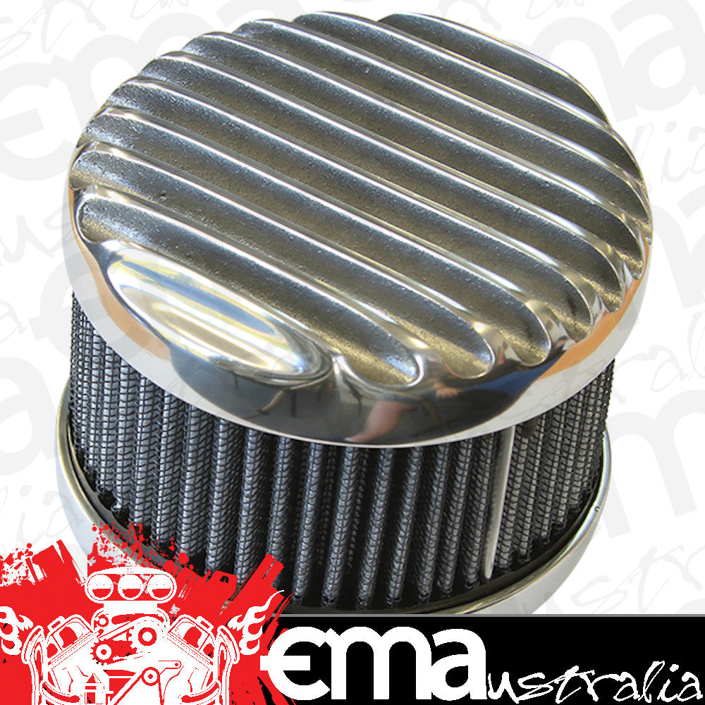 O'Brien Truckers OTAC4FC Polished Finned Aluminium Air Cleaner 4" O.D X 3-5/8" H suit 2-5/8&Quot Carburettor Neck