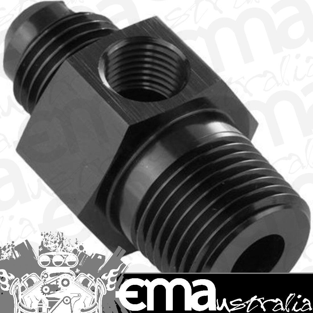 Proflow PFE139-08-04BK Male Adaptor 1/4" NPT to -08AN 1/8" NPT Gauge Port Hose End Black