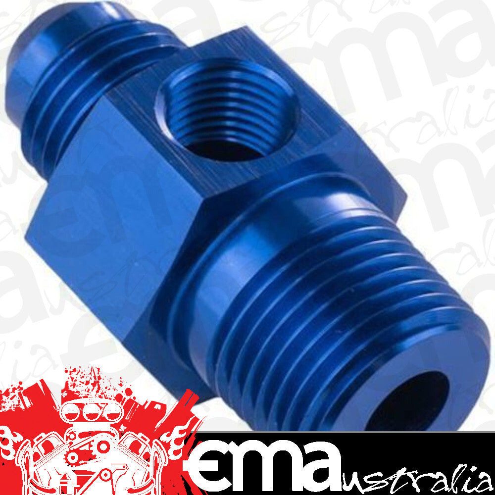 Proflow PFE139-08-06 Male Adaptor 3/8" NPT to -08AN 1/8" NPT Gauge Port Hose End Blue