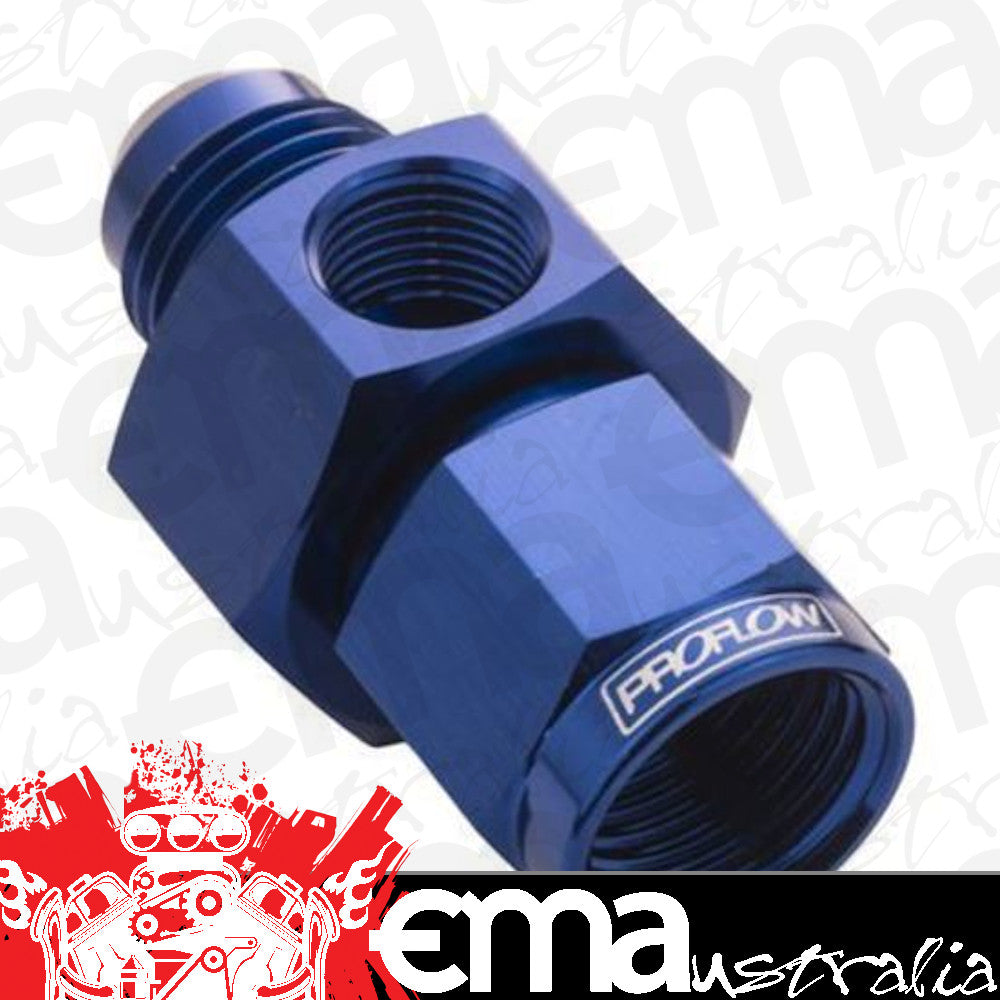 Proflow PFE140-12 Straight Male Adaptor - Female Adaptor -12AN 1/8" NPT Gauge Port Hose End Blue