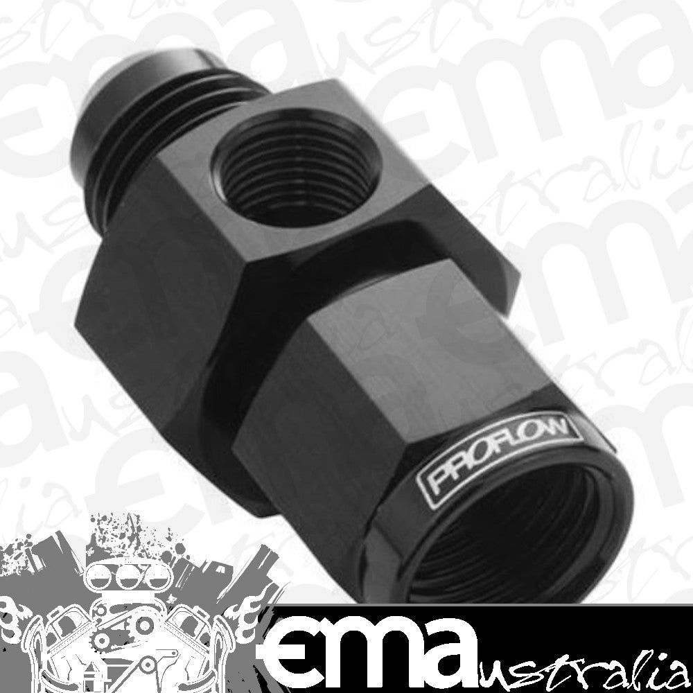 Proflow PFE140-12BK Straight Male Adaptor - Female Adaptor -12AN 1/8" NPT Gauge Port Hose End Black