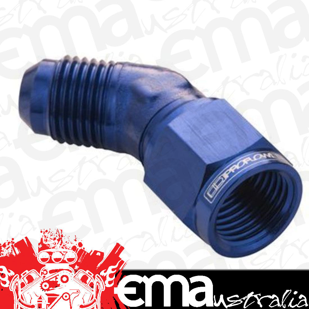 Proflow PFE142-12 45 Degree Male Adaptor - Female Adaptor Swivel Coupler Hose End -12AN Blue