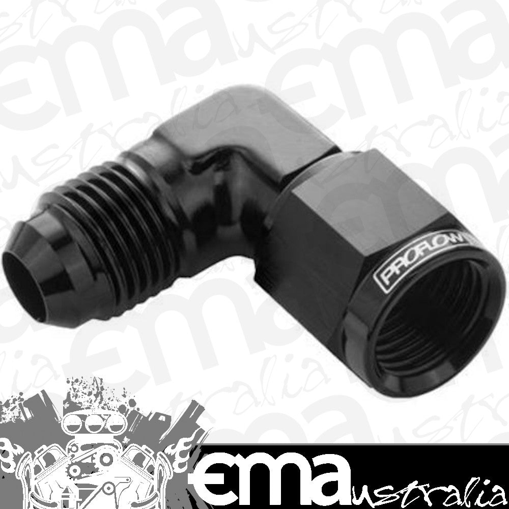 Proflow PFE143-08BK 90 Degree Male Adaptor - Female Adaptor Swivel Coupler Hose End -08AN Black