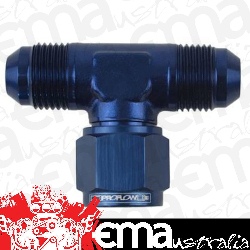 Proflow PFE144-12 AN Tee -12AN Female Swivel Coupler Hose End On Side Blue