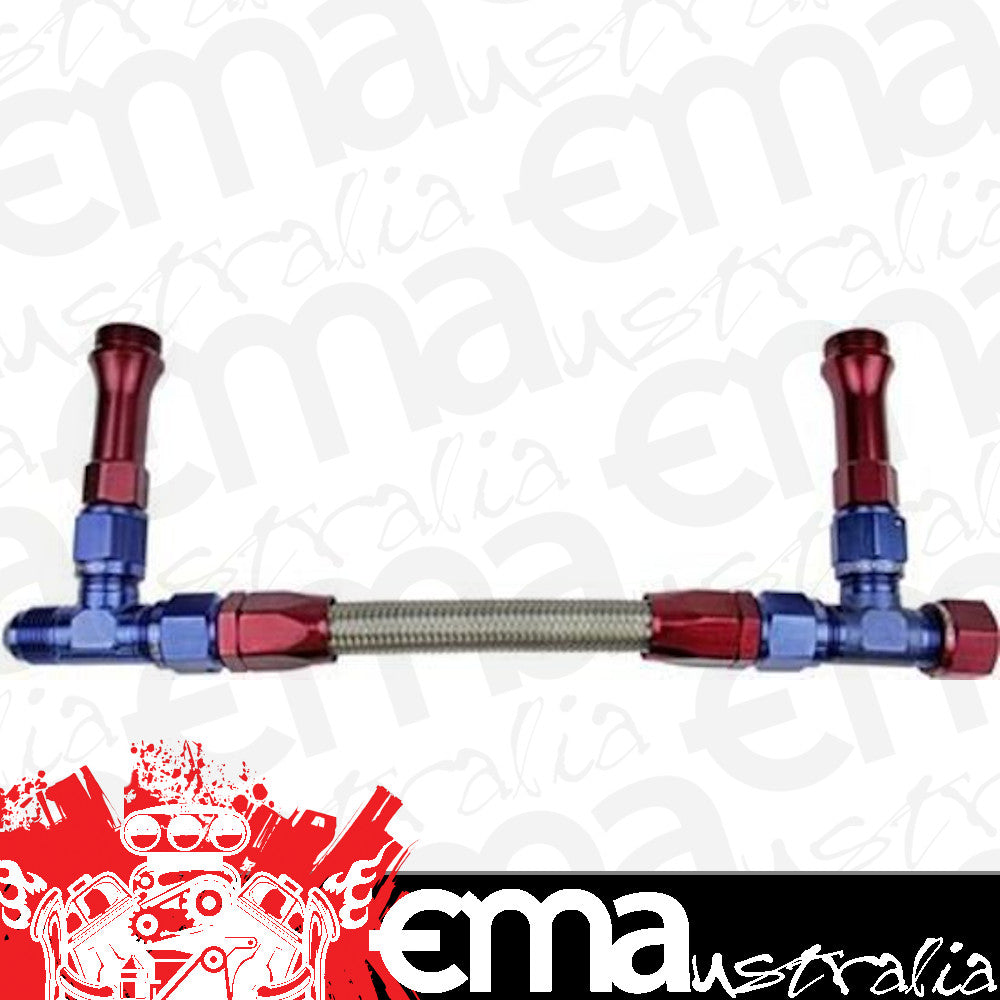 Proflow PFE161-08 Fuel Line kit Universal Demon 4150 -8 AN Single Inlet Swivel-Seal Stainless Steel Hose Blue/Red