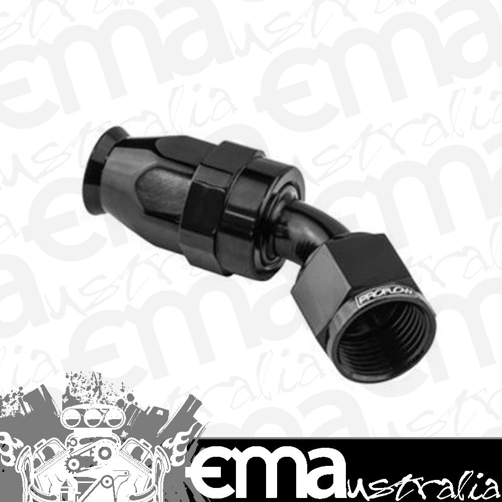 Proflow PFE202-08DBK Aluminium 45 Degree Hose End Hose End For -08AN PTFE Hose Black