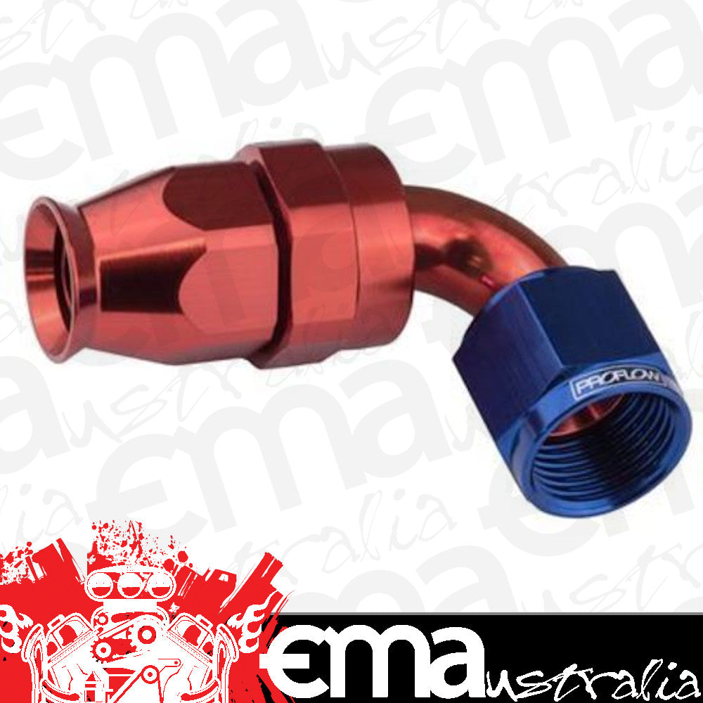 Proflow PFE204-06DRB Aluminium 120 Degree Hose End Hose End For -06AN PTFE Hose Red/Blue