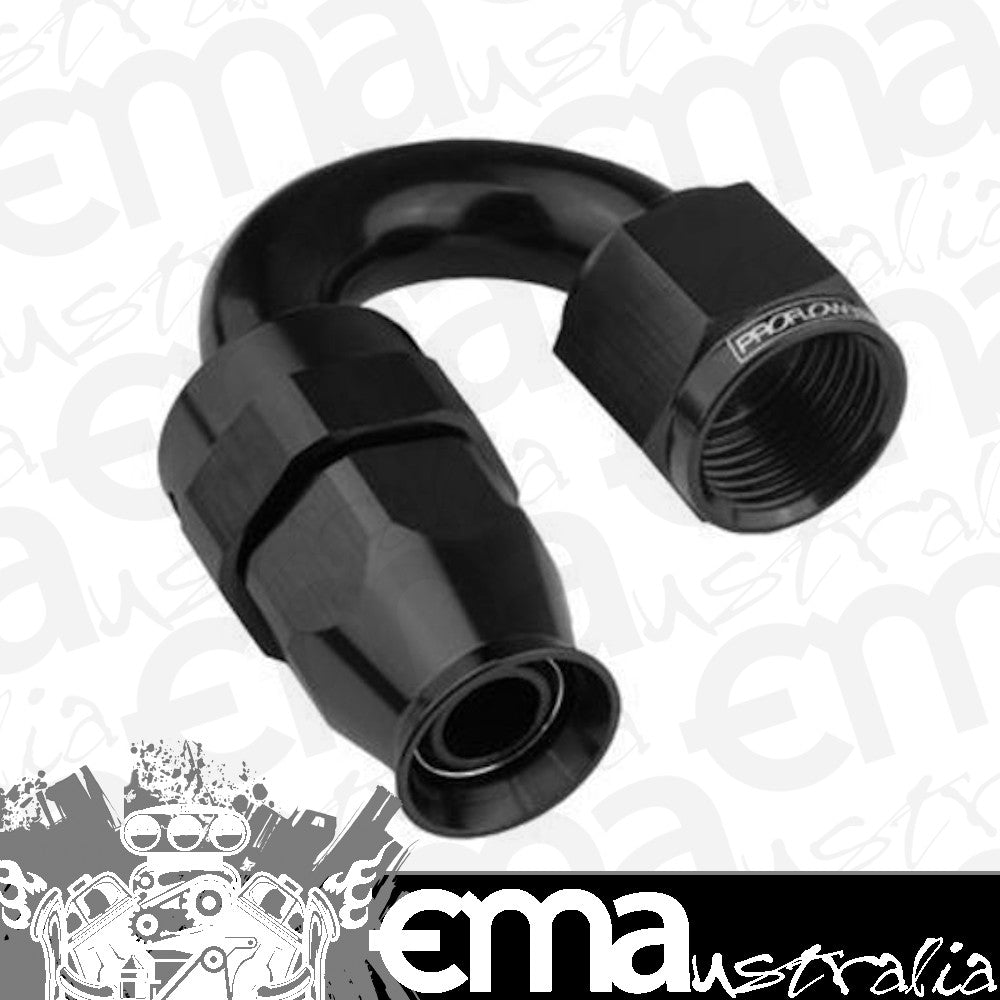 Proflow PFE206-12DBK Aluminium 180 Degree Hose End Hose End For -12AN PTFE Hose Black