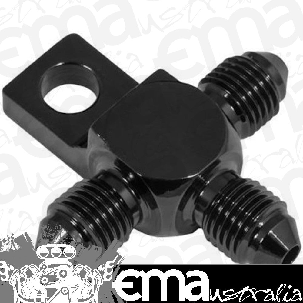 Proflow PFE326-03BK Black Hose End Tee Block -03AN w/Mount Tab