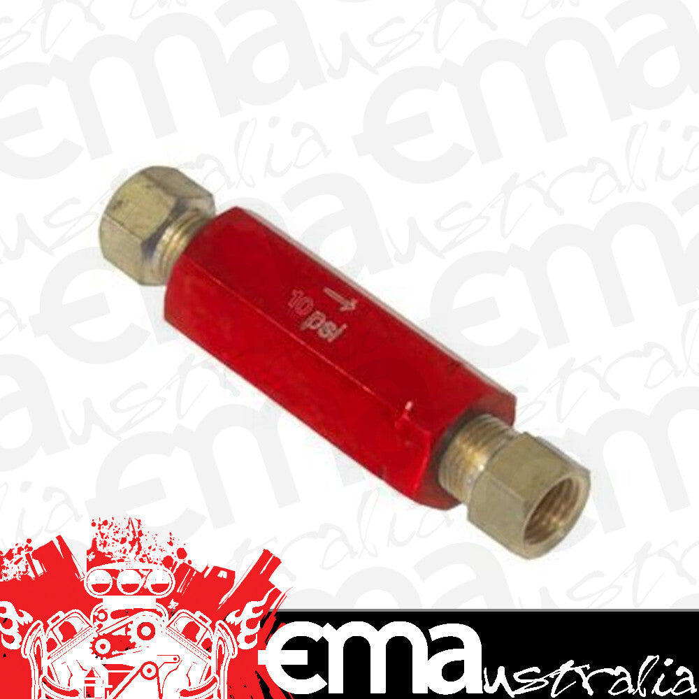 Proflow PFE393 Residual Pressure Valve Red Anodised 10 psi Drum Brakes 1/8 " NPT Female Inlet/Outlet Each