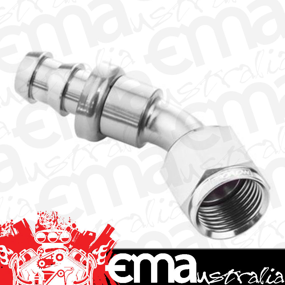 Proflow PFE402-04HP 45 Degree Push Lock Hose End Barb 1/4'' to Female -04AN Polished