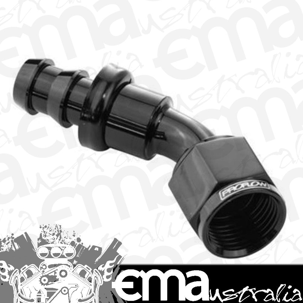 Proflow | PFE402-10BK | 45 Degree Push Lock Hose End Barb 5/8'' to Female -10AN Black