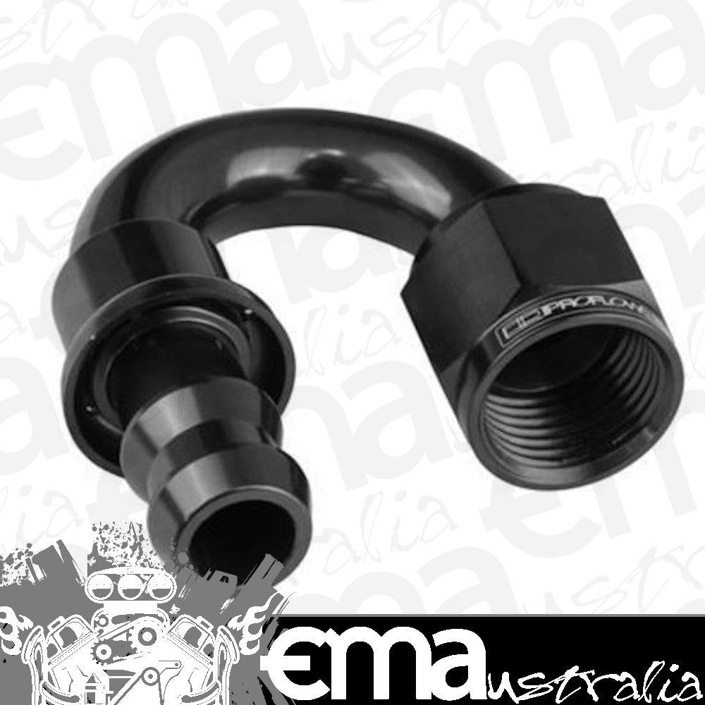Proflow PFE406-06BK 180 Degree Push Lock Hose End Barb 3/8'' to Female -06AN Black