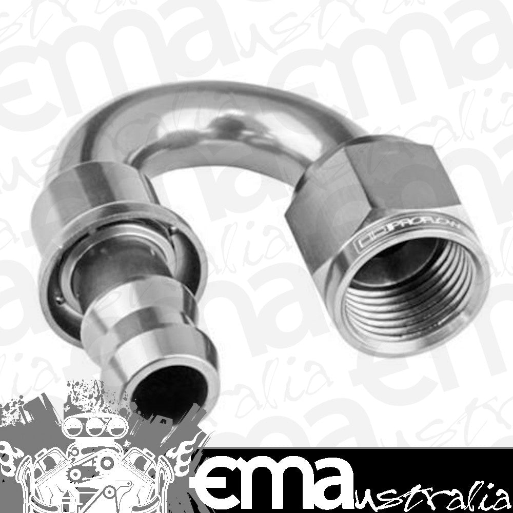 Proflow PFE406-06HP 180 Degree Push Lock Hose End Barb 3/8'' to Female -06AN Polished