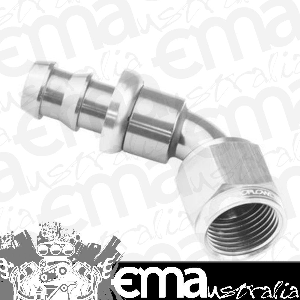Proflow PFE410-06HP 60 Degree Push Lock Hose End Barb 3/8'' to Female -06AN Polished
