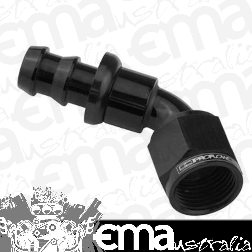 Proflow PFE410-08BK 60 Degree Push Lock Hose End Barb 1/2'' to Female -08AN Black