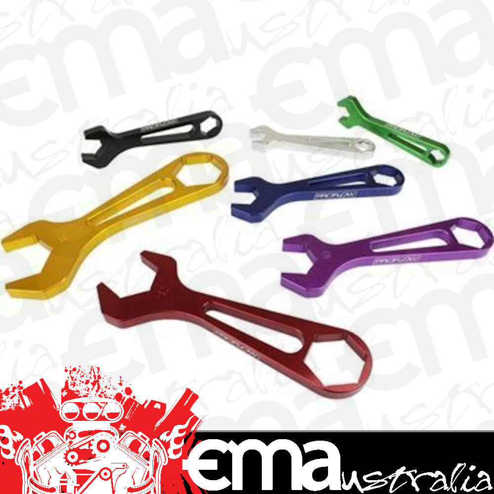Proflow PFE430-KIT Wrench Spanner Set AN Billet Aluminium Black Anodised 7 Piece