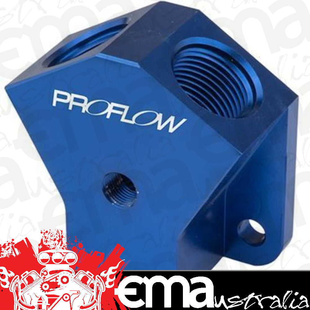 Proflow PFE452-10B Billet AN Fuel Block -10AN In -10AN Out w/1/8" NPT Port Blue