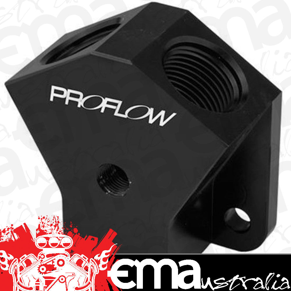 Proflow PFE452-12-10BK Billet AN Fuel Block -12AN In -10AN Out w/1/8" NPT Port Black