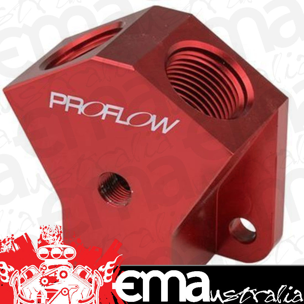 Proflow PFE452-12-10R Billet AN Fuel Block -12AN In -10AN Out w/1/8" NPT Port Red