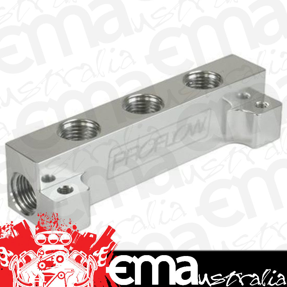 Proflow PFE456-06-06P Fuel Block Log -06AN Side Ports & 3 x -06AN Ports Silver
