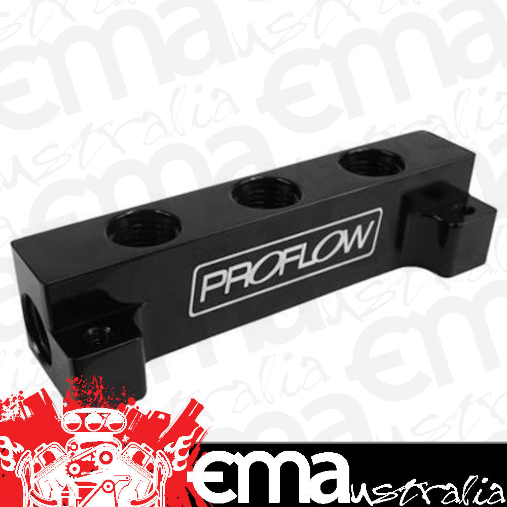 Proflow PFE456-08-06BK Fuel Block Log -08AN Side Ports & 3 x -06AN Ports Black